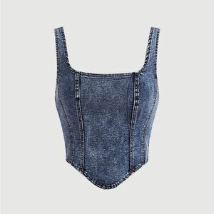 Denim Top and Red Tube Top